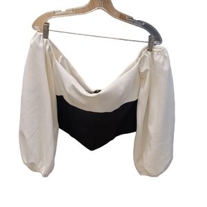 NWT Blithe Los Angeles Long Puff Sleeve Off Shoulder Crop Top